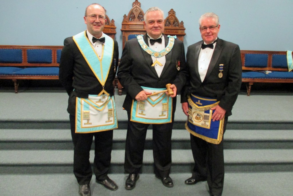 W. Bro. Wayne Fiset(IPM) W. Bro. Harry Thomas (WM) V.W. Bro. Dave Heacock (IM)