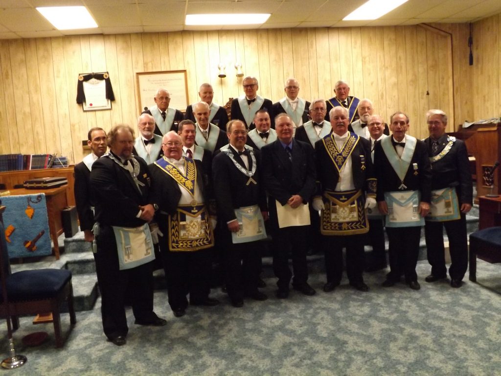 R.W. Bro. Claire Bracken DDGM for Sudbury-Manitoulin District visits Elliot Lake Lodge No. 698 on April 19, 2014 for the DDGM of Algoma East District R.W. Bro. Brian K. Olson's Official Visit.